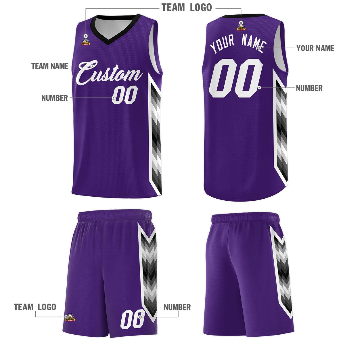 Custom Purple Mosaic Gradient Fashion Sports Uniform Basketball Jersey|KXKSHOP