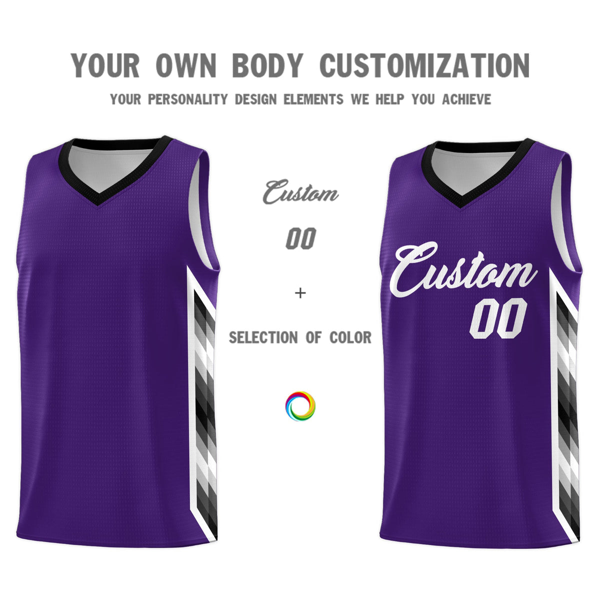 Custom Purple Mosaic Gradient Fashion Sports Uniform Basketball Jersey|KXKSHOP