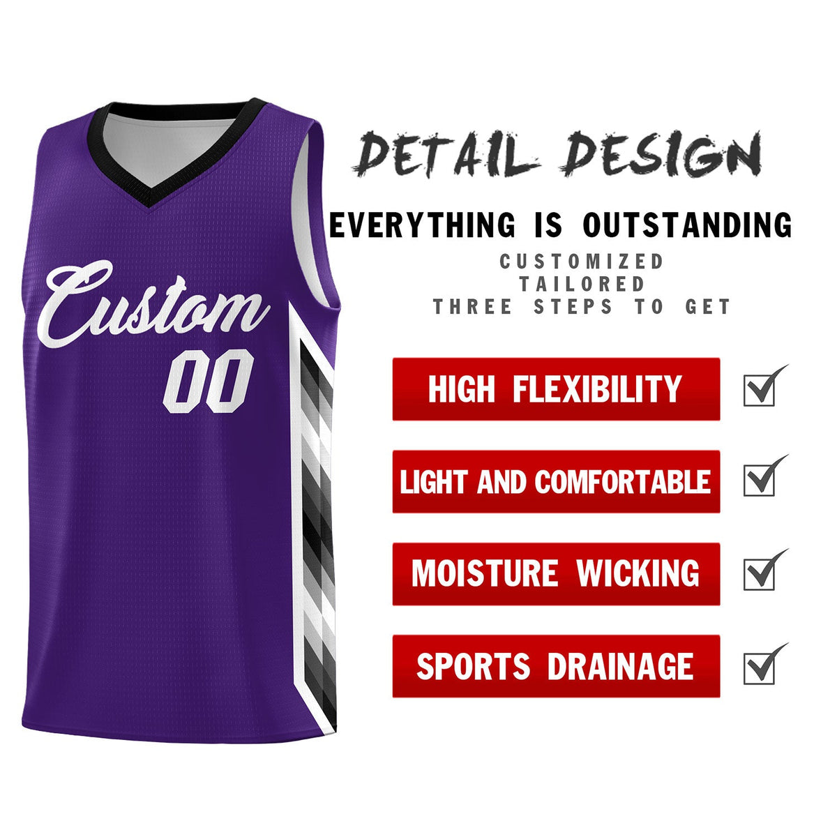 Custom Purple Mosaic Gradient Fashion Sports Uniform Basketball Jersey|KXKSHOP