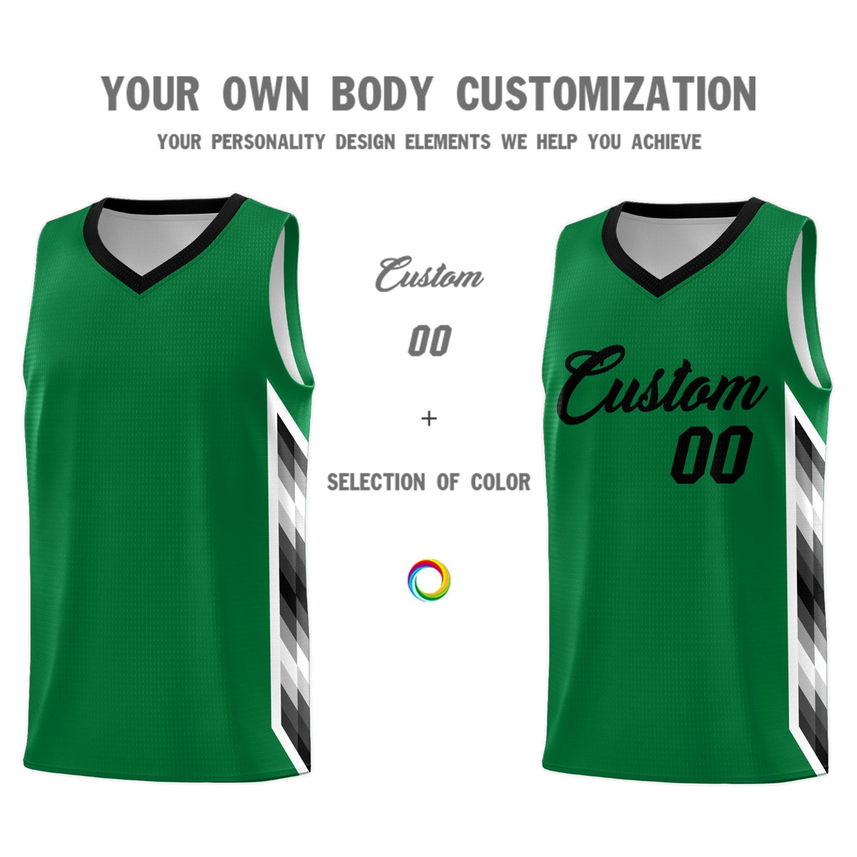 Custom Kelly Green Mosaic Gradient Fashion Sports Uniform Basketball Jersey|KXKSHOP