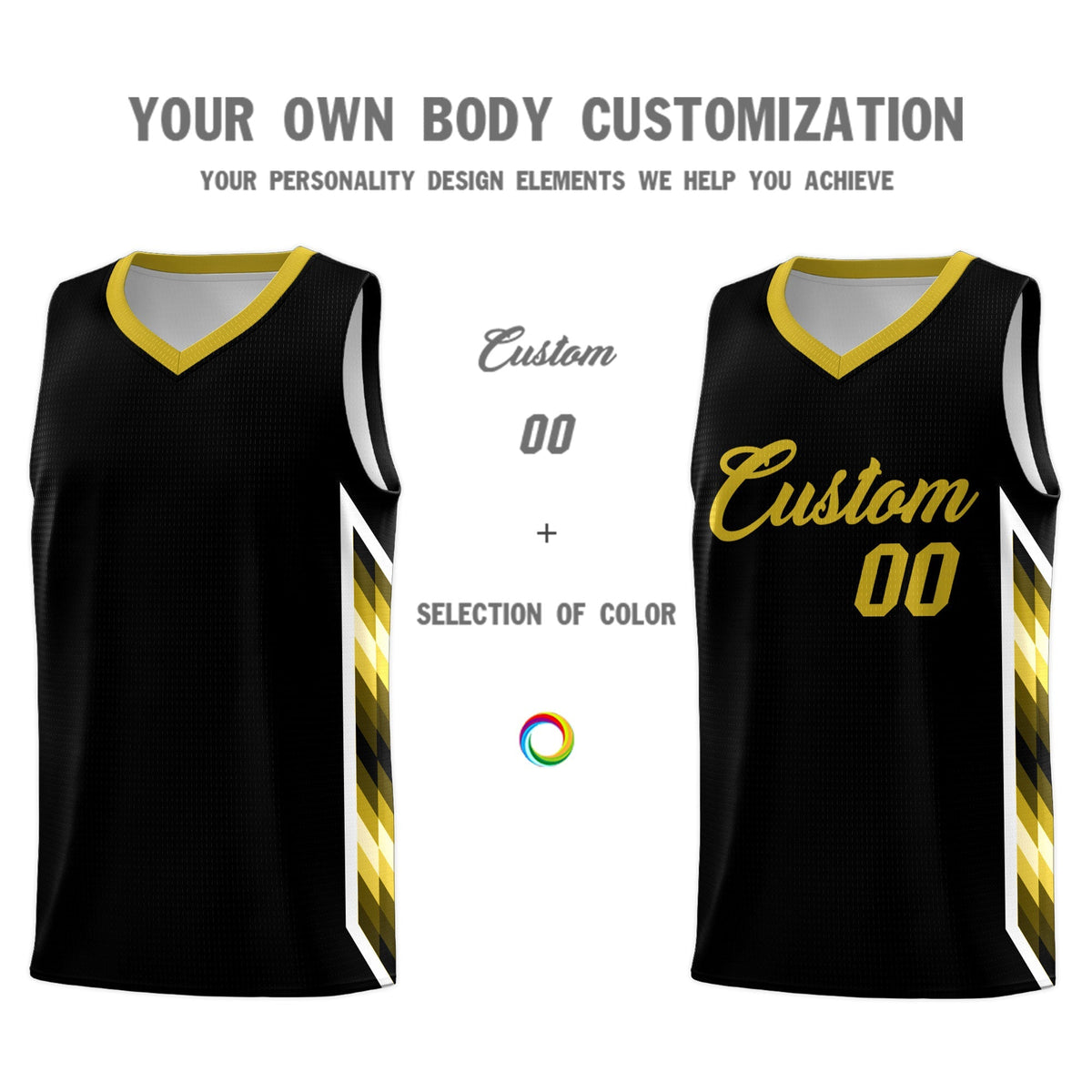 Custom Black Mosaic Gradient Fashion Sports Uniform Basketball Jersey|KXKSHOP
