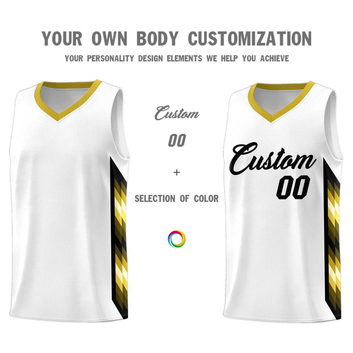 Custom White Mosaic Gradient Fashion Sports Uniform Basketball Jersey|KXKSHOP