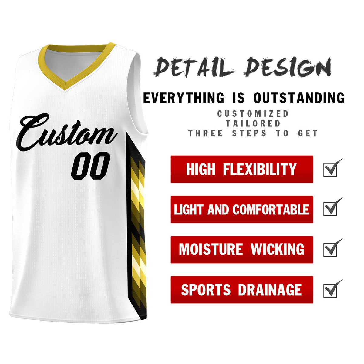 Custom White Mosaic Gradient Fashion Sports Uniform Basketball Jersey|KXKSHOP