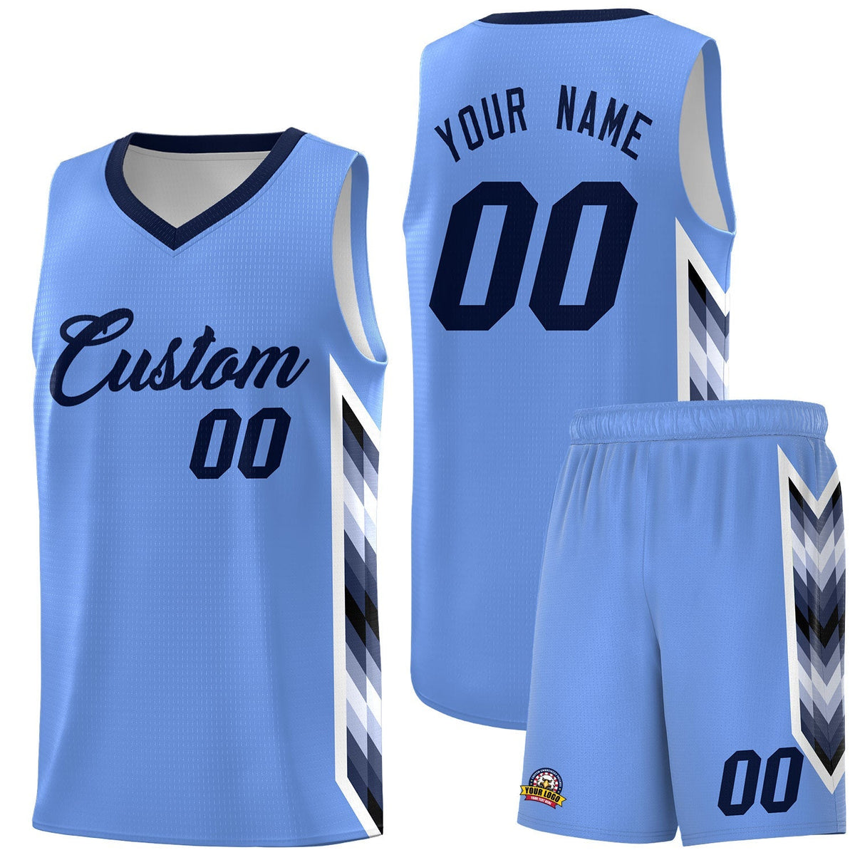 Custom Light Blue Mosaic Gradient Fashion Sports Uniform Basketball Jersey|KXKSHOP
