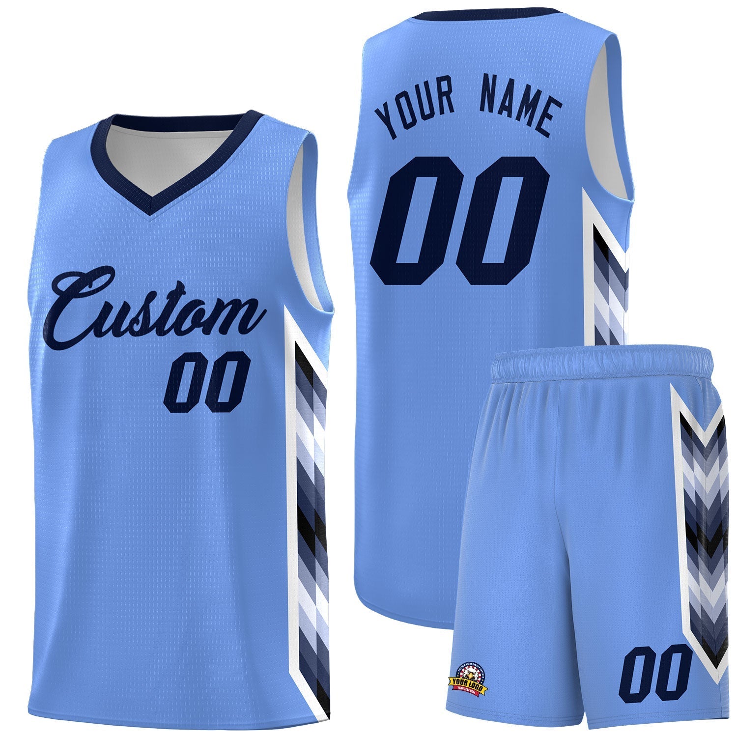 Custom Light Blue Mosaic Gradient Fashion Sports Uniform Basketball Jersey|KXKSHOP