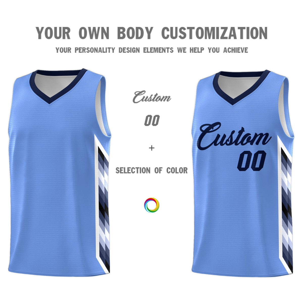 Custom Light Blue Mosaic Gradient Fashion Sports Uniform Basketball Jersey|KXKSHOP