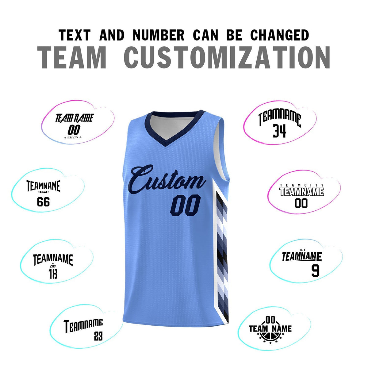 Custom Light Blue Mosaic Gradient Fashion Sports Uniform Basketball Jersey|KXKSHOP