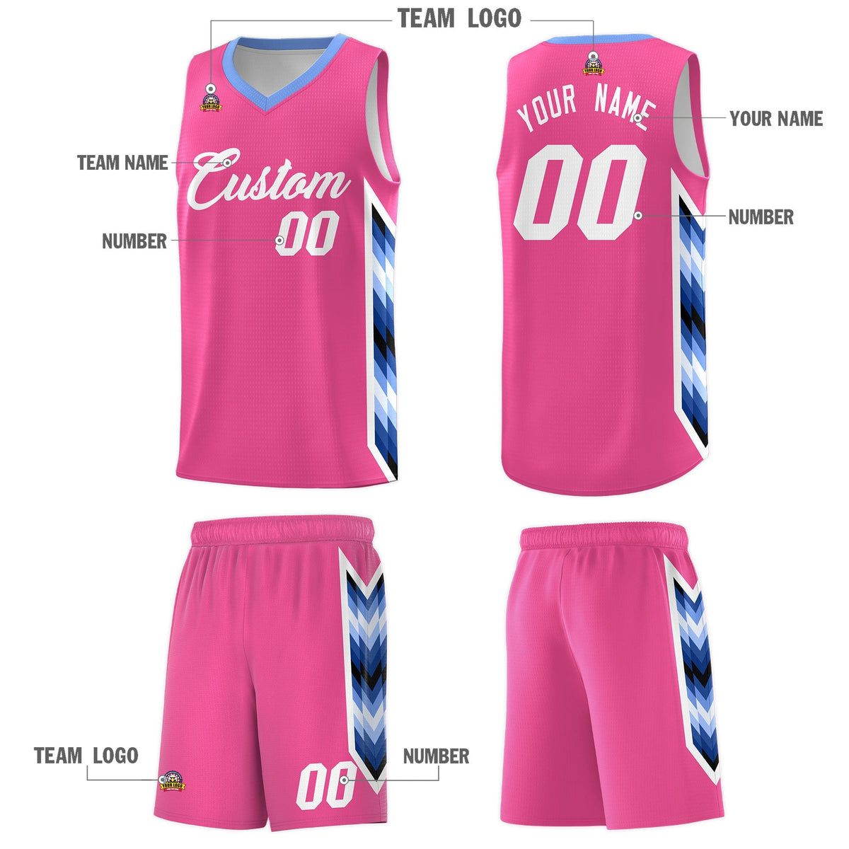 Custom Pink Mosaic Gradient Fashion Sports Uniform Basketball Jersey|KXKSHOP