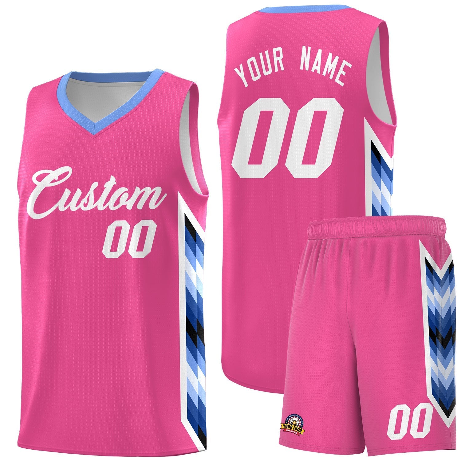 Custom Pink Mosaic Gradient Fashion Sports Uniform Basketball Jersey|KXKSHOP