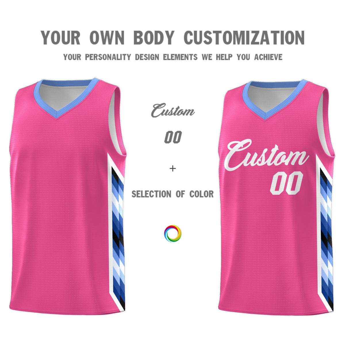 Custom Pink Mosaic Gradient Fashion Sports Uniform Basketball Jersey|KXKSHOP