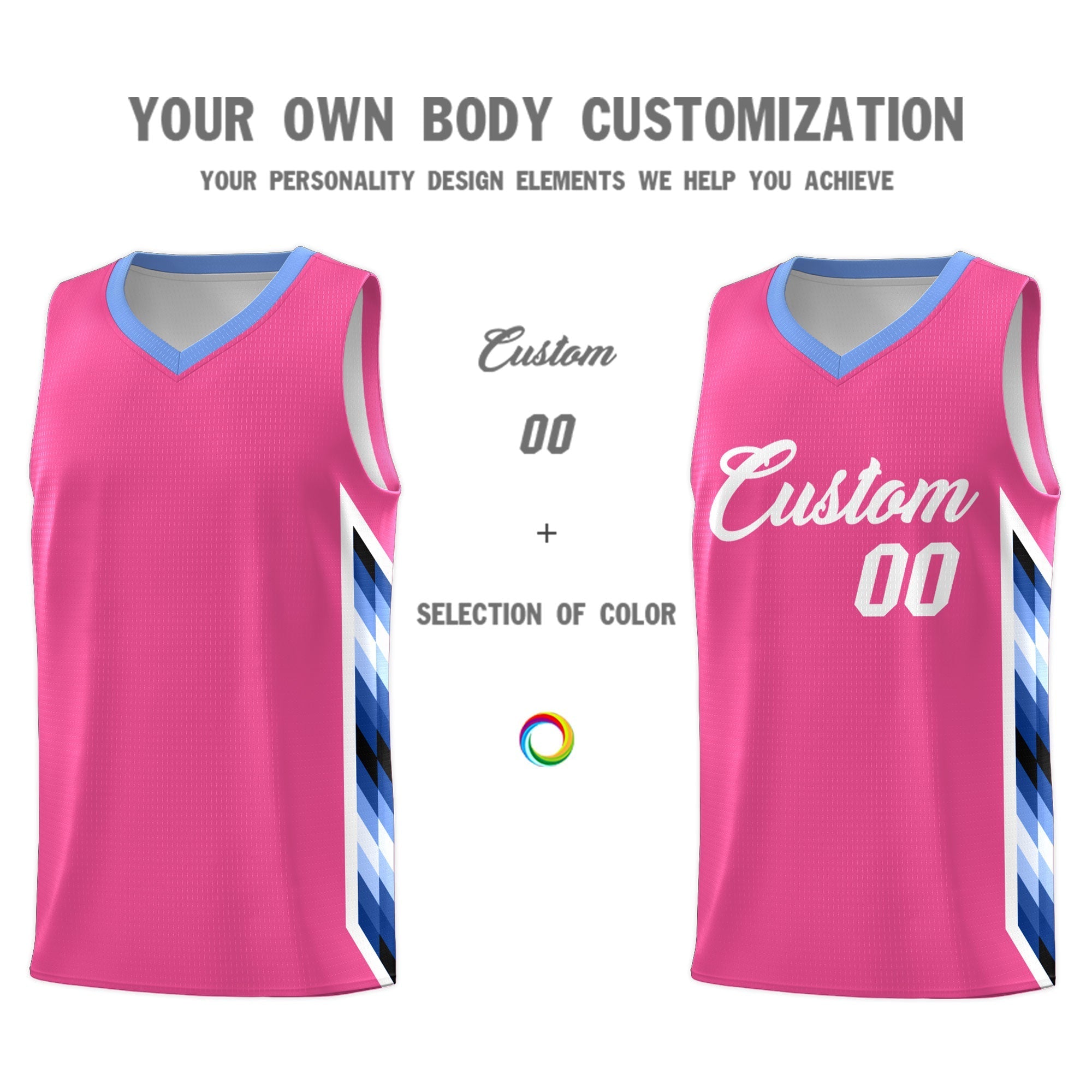 Custom Pink Mosaic Gradient Fashion Sports Uniform Basketball Jersey|KXKSHOP