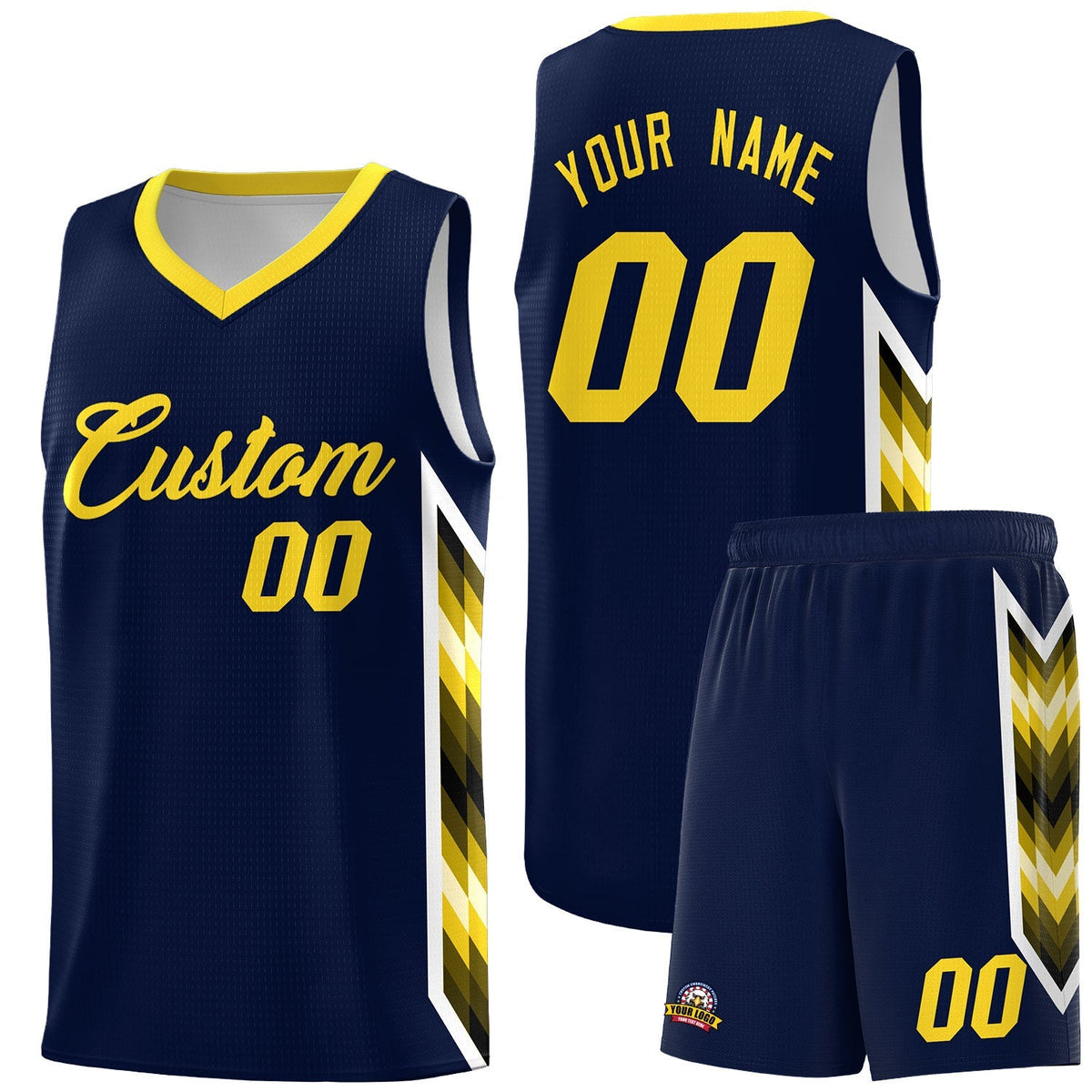 Custom Navy Mosaic Gradient Fashion Sports Uniform Basketball Jersey|KXKSHOP