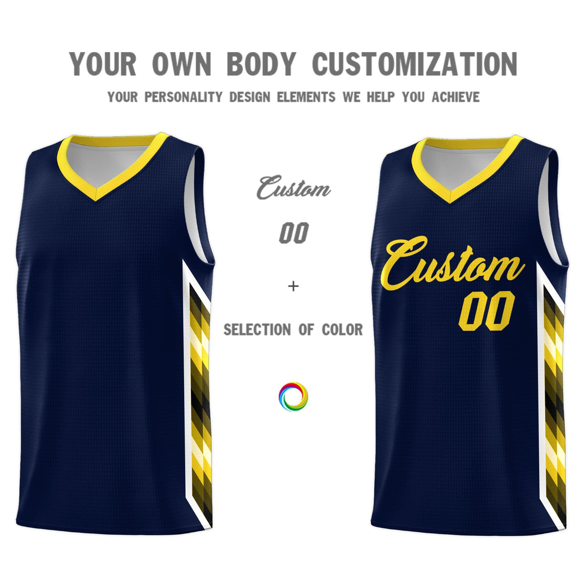 Custom Navy Mosaic Gradient Fashion Sports Uniform Basketball Jersey|KXKSHOP