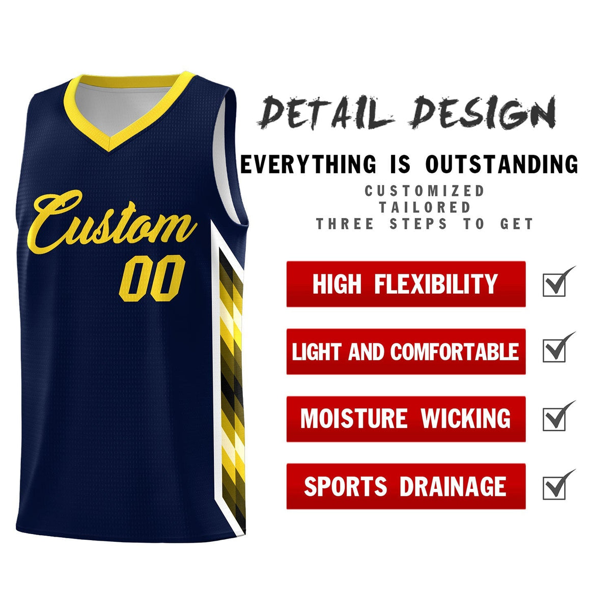 Custom Navy Mosaic Gradient Fashion Sports Uniform Basketball Jersey|KXKSHOP