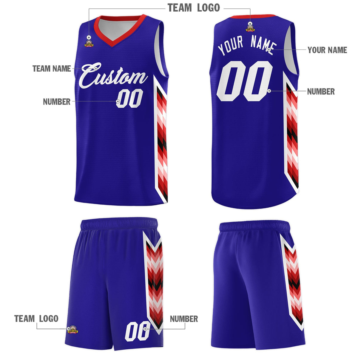 Custom Royal Mosaic Gradient Fashion Sports Uniform Basketball Jersey|KXKSHOP