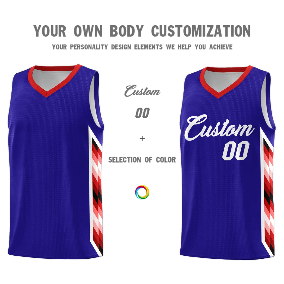 Custom Royal Mosaic Gradient Fashion Sports Uniform Basketball Jersey|KXKSHOP
