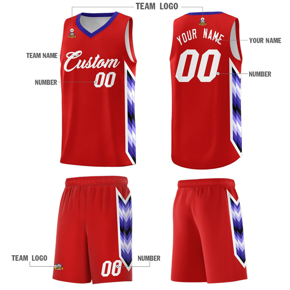Custom Red Mosaic Gradient Fashion Sports Uniform Basketball Jersey|KXKSHOP