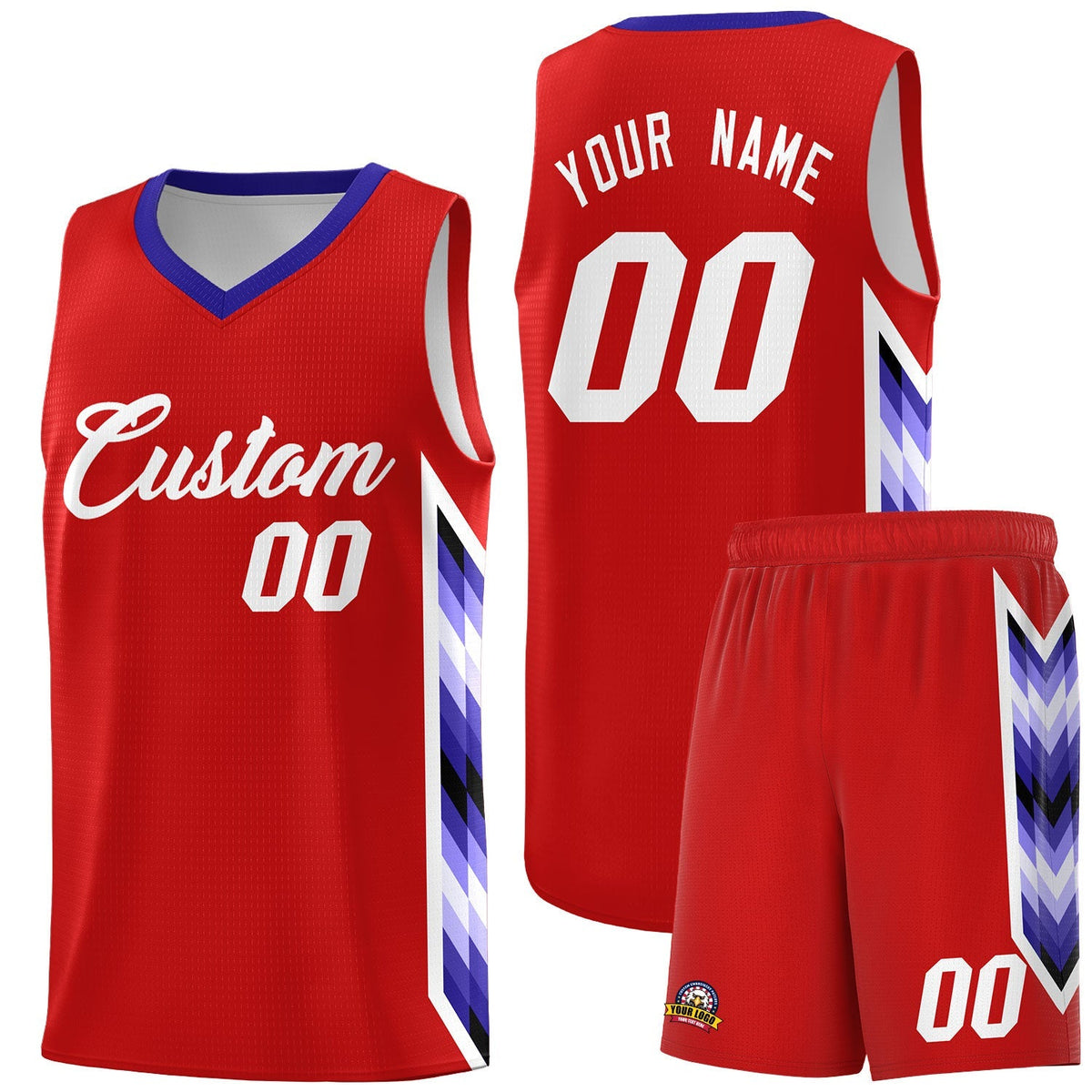 Custom Red Mosaic Gradient Fashion Sports Uniform Basketball Jersey|KXKSHOP