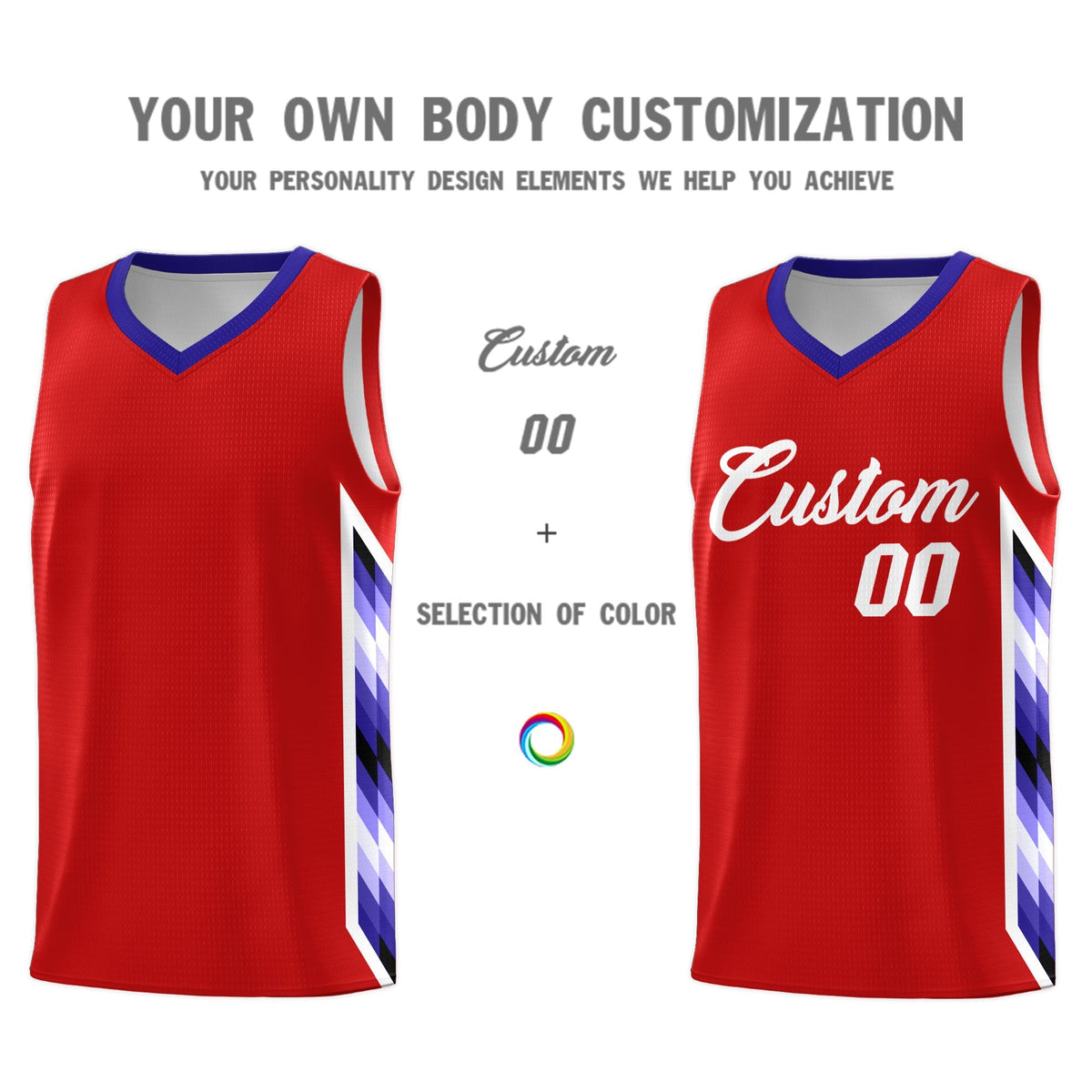 Custom Red Mosaic Gradient Fashion Sports Uniform Basketball Jersey|KXKSHOP
