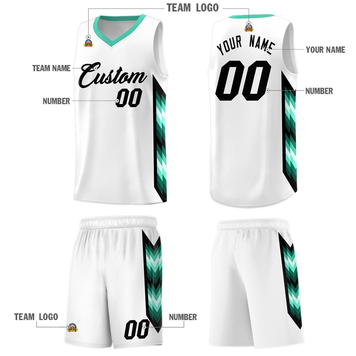 Custom White Mosaic Gradient Fashion Sports Uniform Basketball Jersey|KXKSHOP