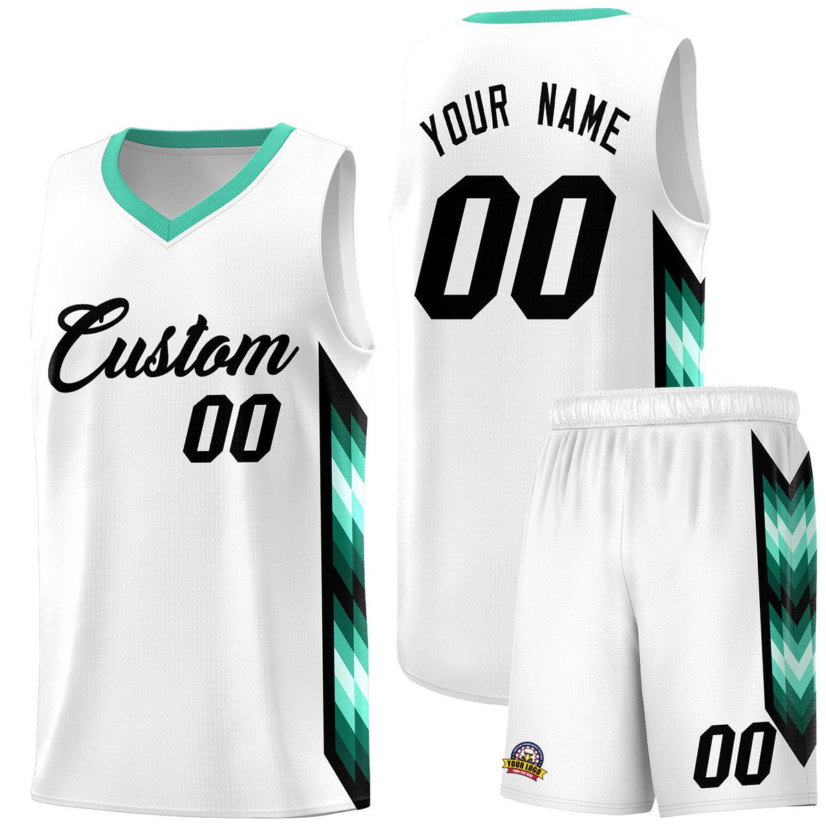 Custom White Mosaic Gradient Fashion Sports Uniform Basketball Jersey|KXKSHOP