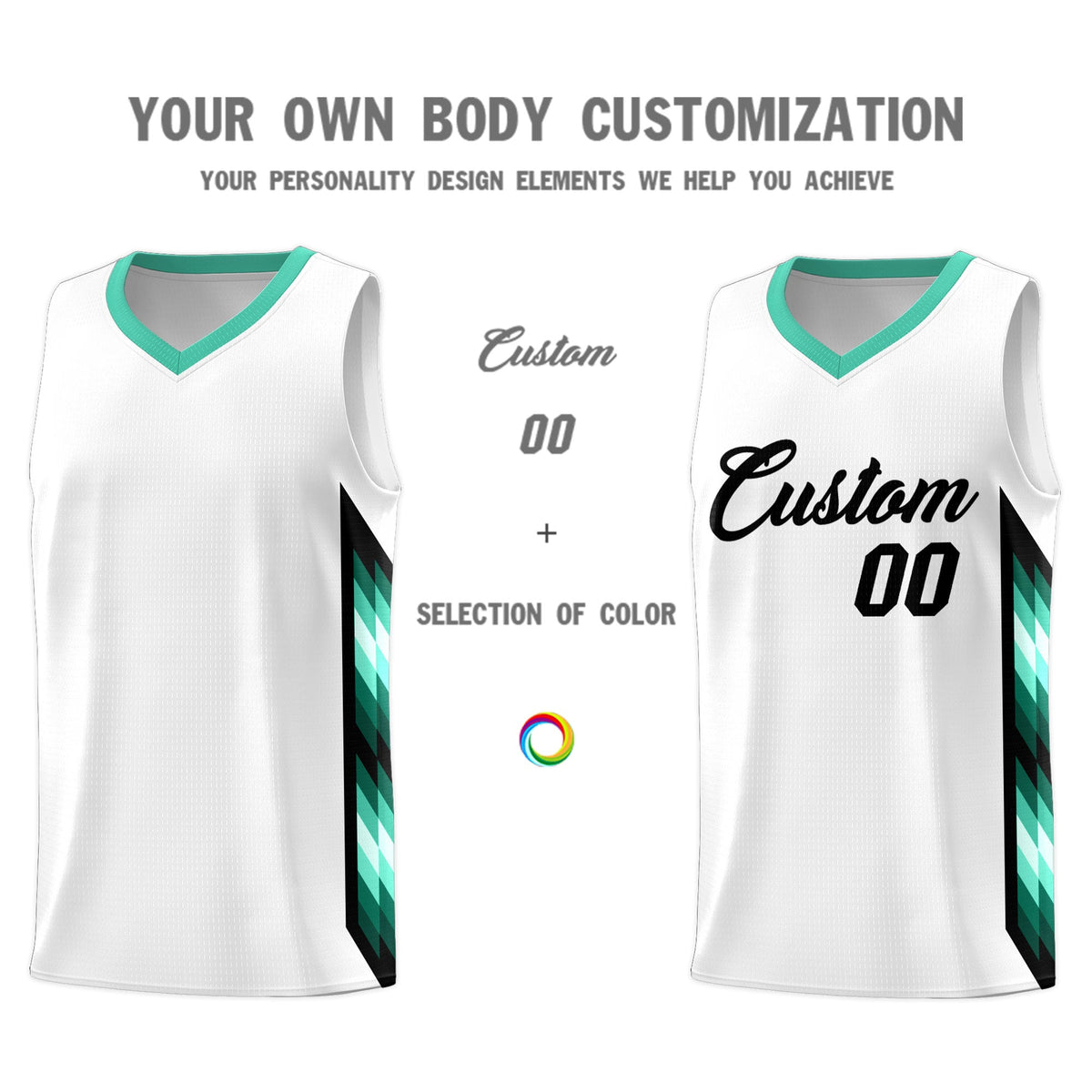 Custom White Mosaic Gradient Fashion Sports Uniform Basketball Jersey|KXKSHOP