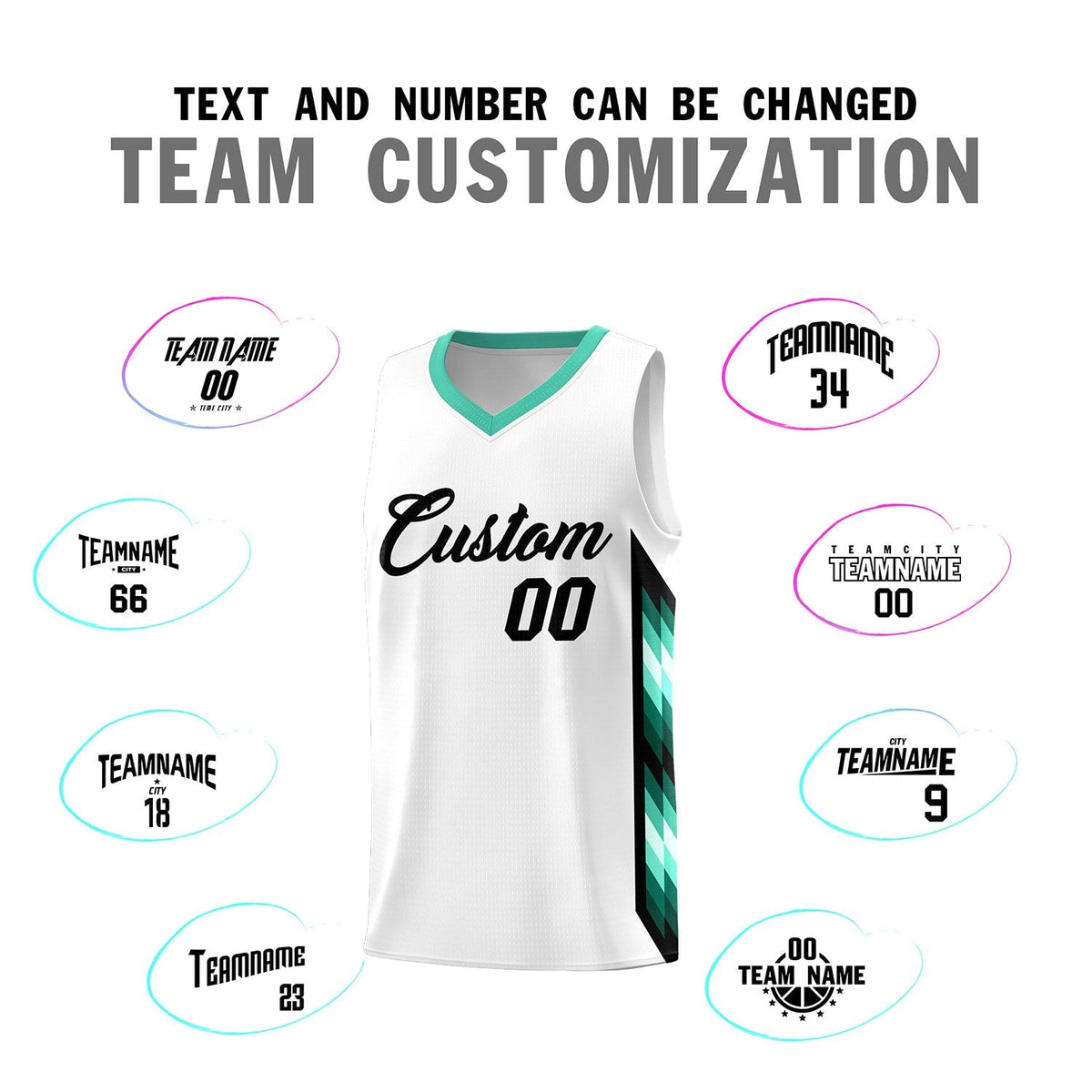 Custom White Mosaic Gradient Fashion Sports Uniform Basketball Jersey|KXKSHOP