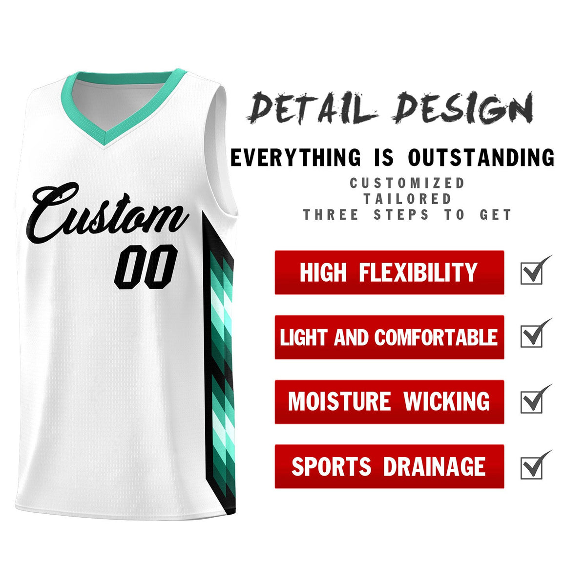 Custom White Mosaic Gradient Fashion Sports Uniform Basketball Jersey|KXKSHOP