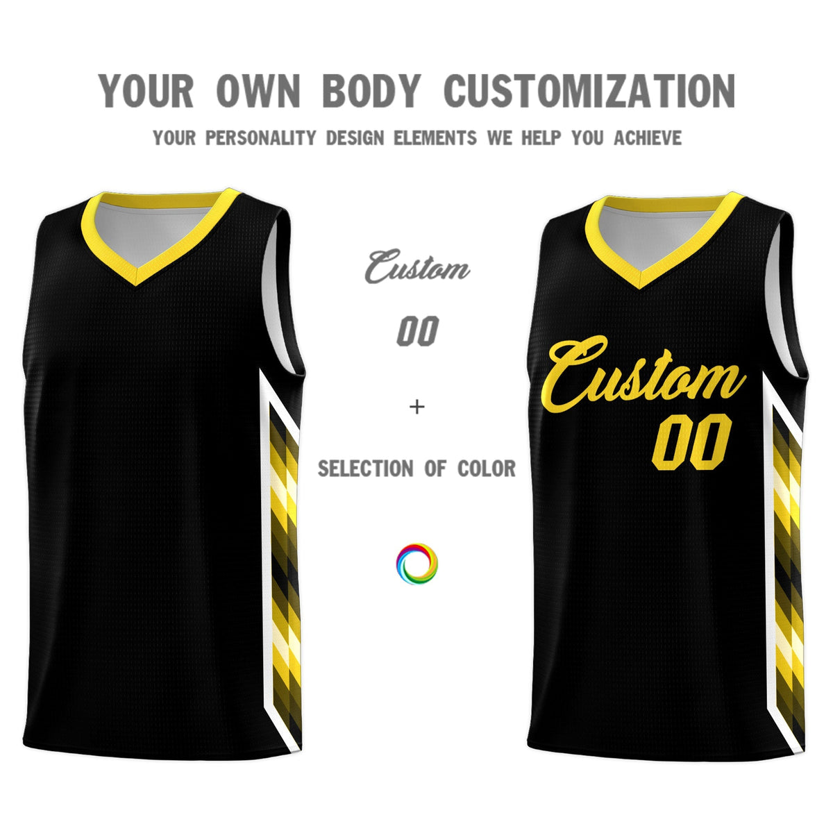 Custom Black Mosaic Gradient Fashion Sports Uniform Basketball Jersey|KXKSHOP