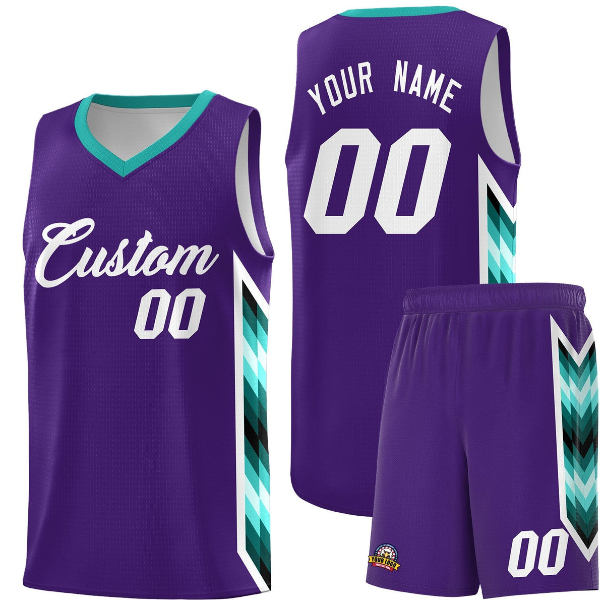 Custom Purple Mosaic Gradient Fashion Sports Uniform Basketball Jersey|KXKSHOP