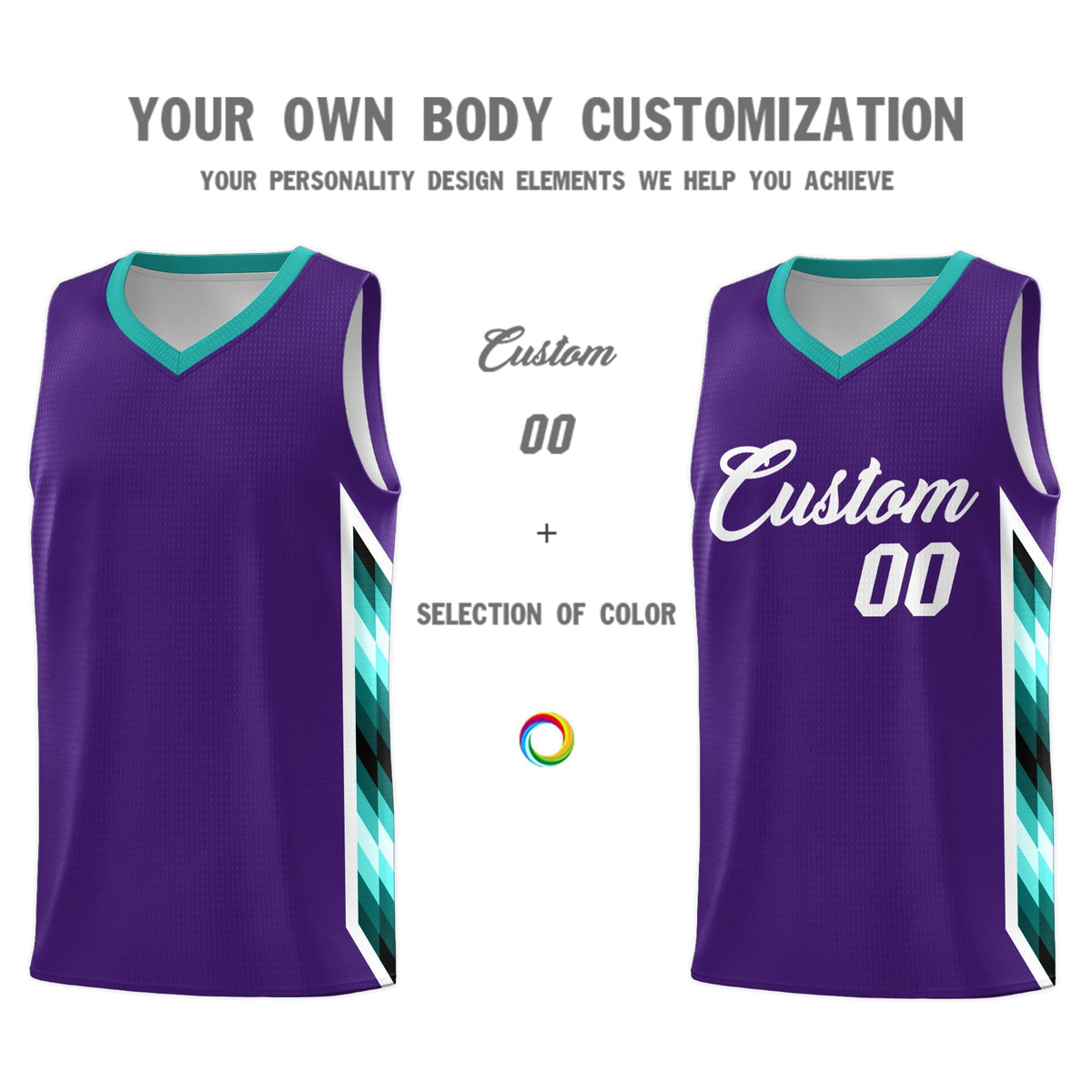 Custom Purple Mosaic Gradient Fashion Sports Uniform Basketball Jersey|KXKSHOP