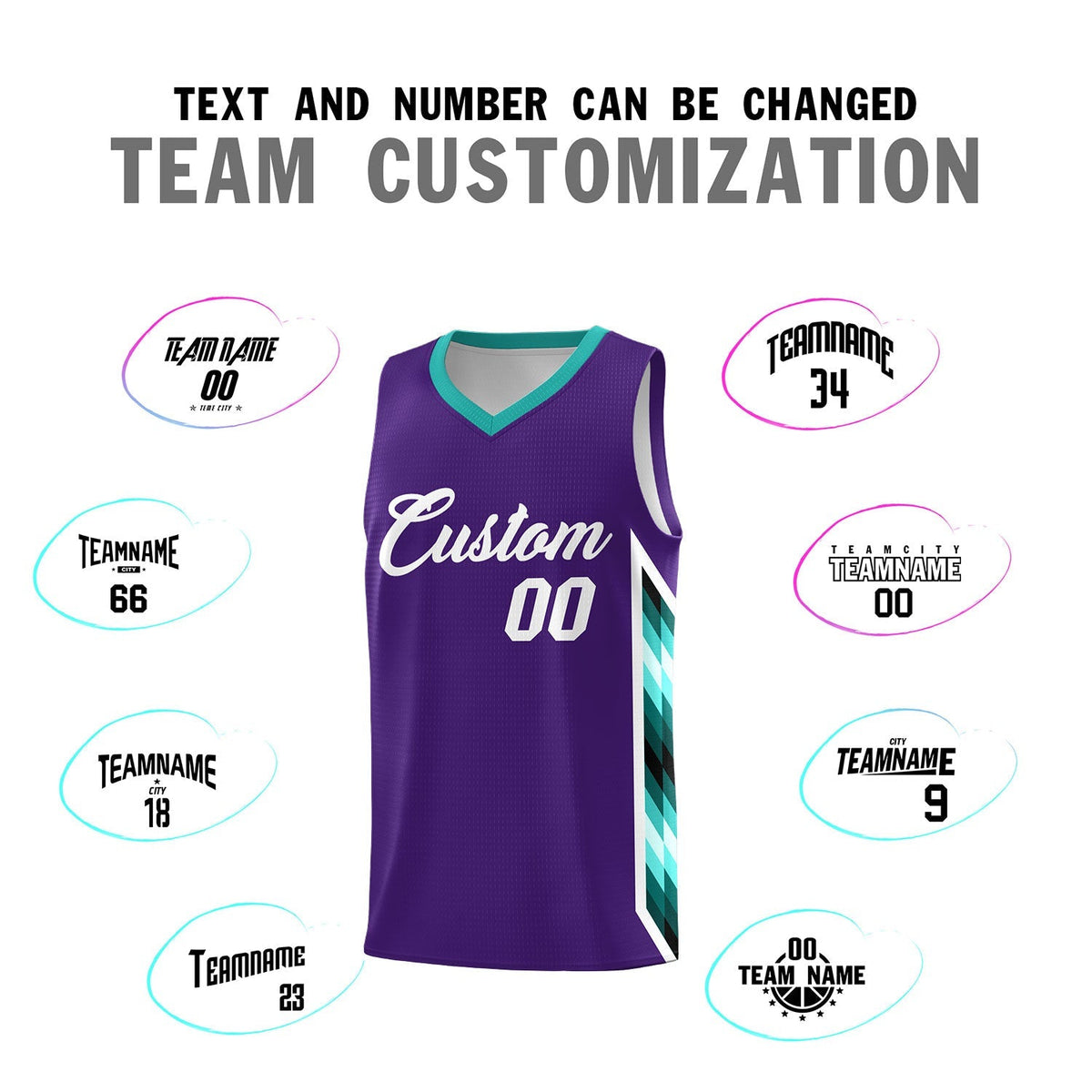 Custom Purple Mosaic Gradient Fashion Sports Uniform Basketball Jersey|KXKSHOP