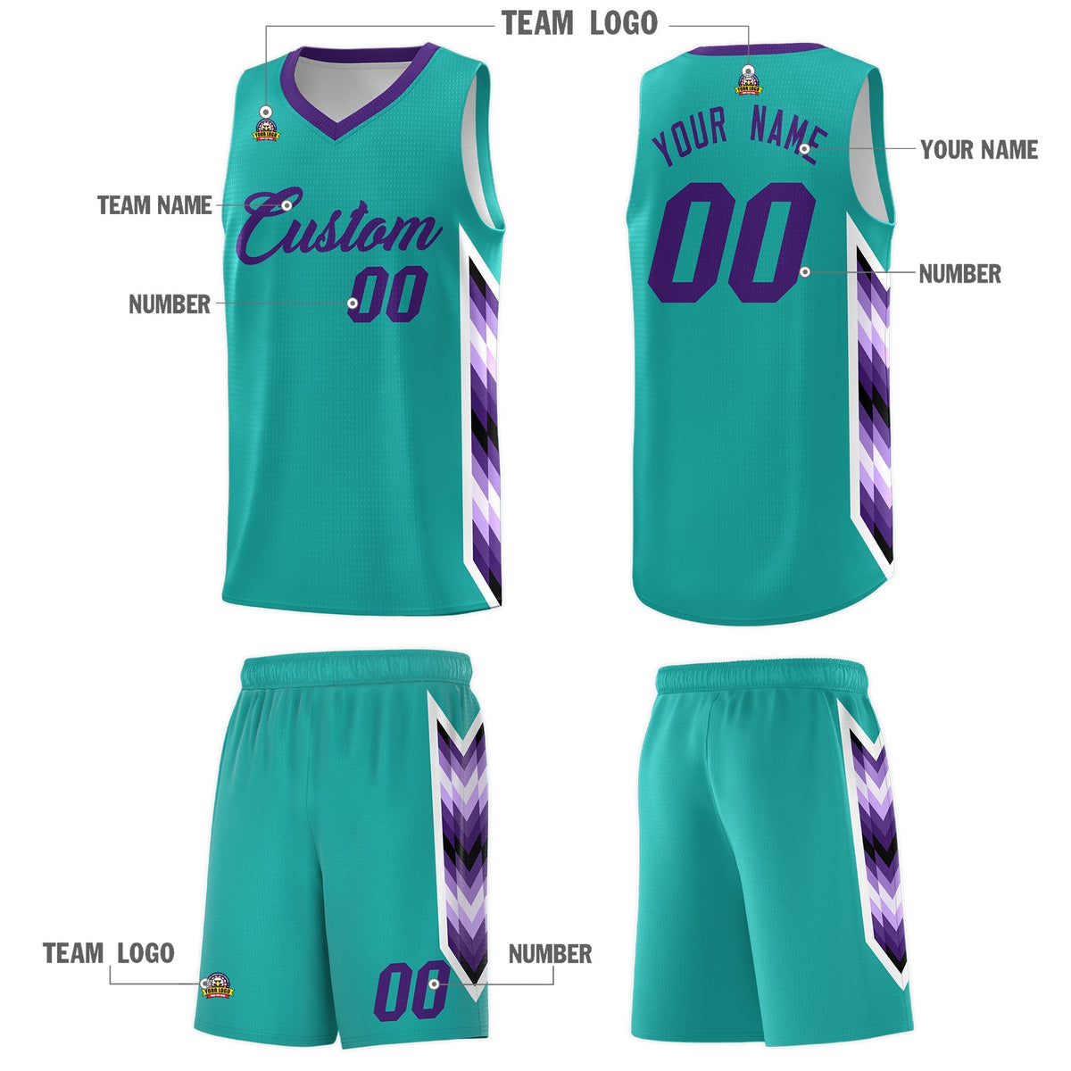 Custom Aqua Mosaic Gradient Fashion Sports Uniform Basketball Jersey|KXKSHOP