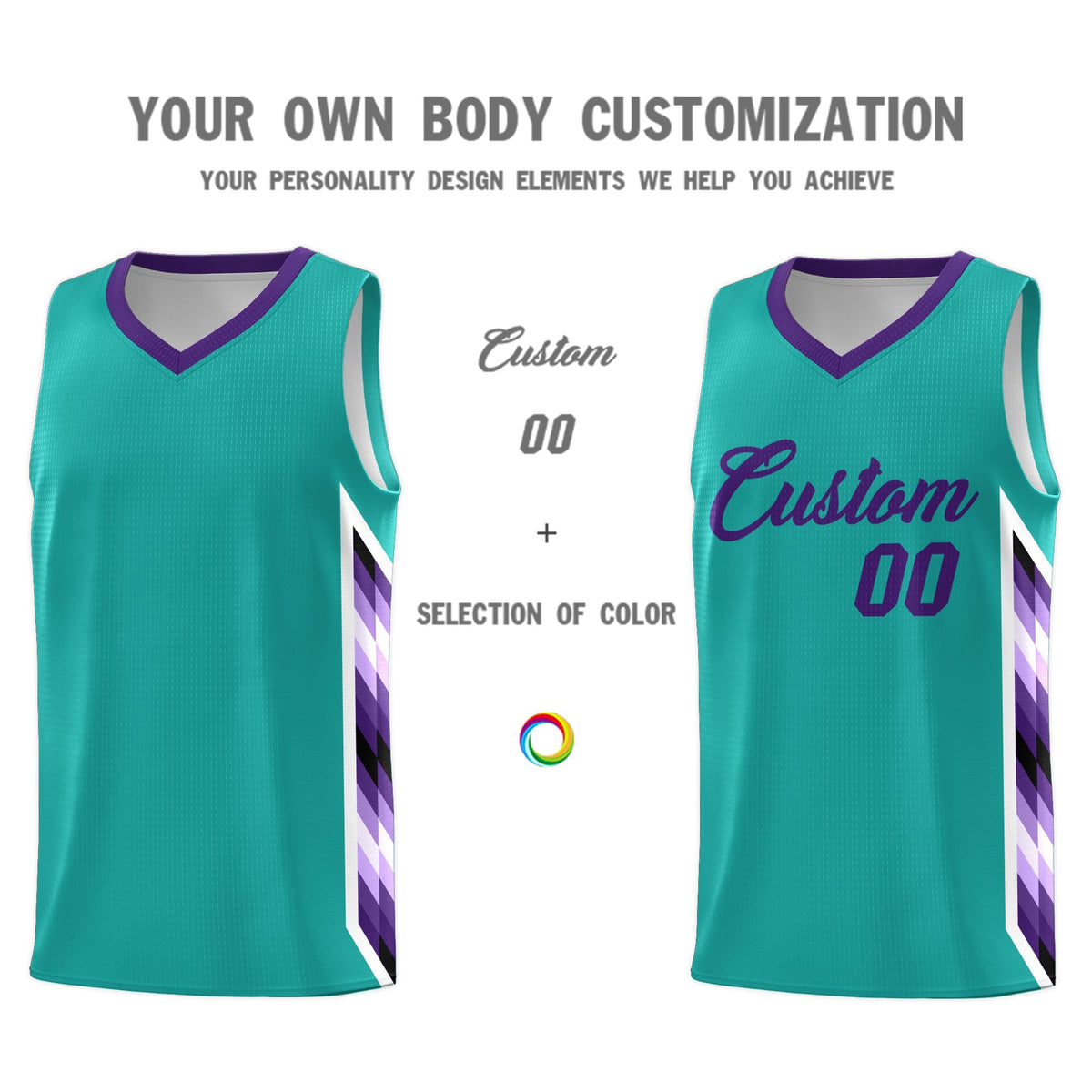 Custom Aqua Mosaic Gradient Fashion Sports Uniform Basketball Jersey|KXKSHOP