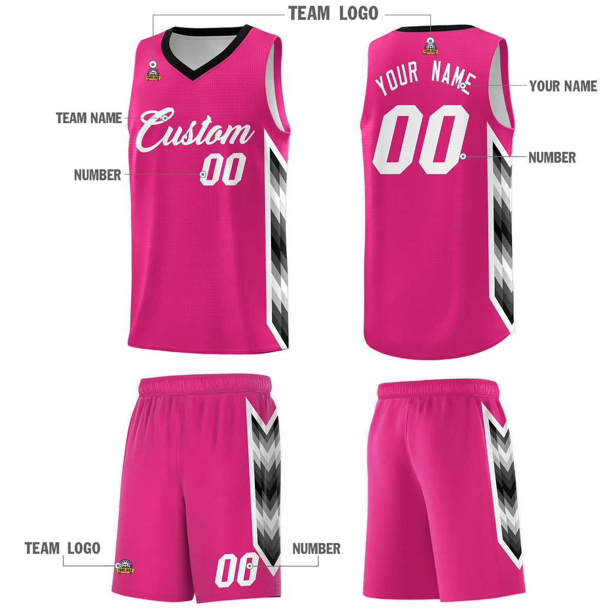 Custom Rose Red Mosaic Gradient Fashion Sports Uniform Basketball Jersey|KXKSHOP