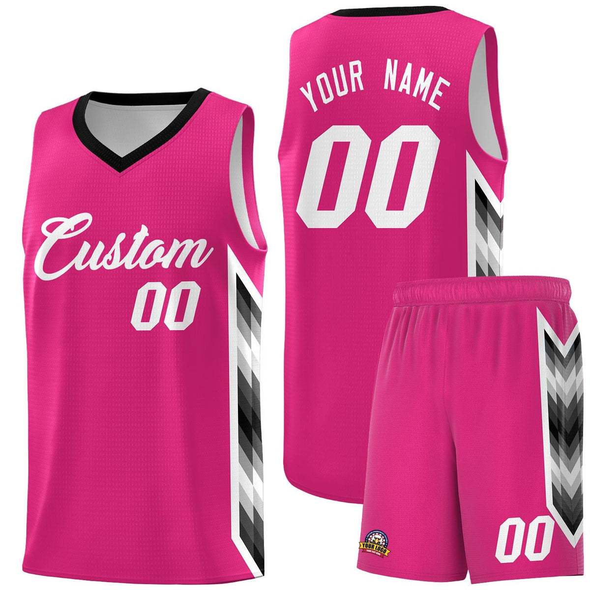 Custom Rose Red Mosaic Gradient Fashion Sports Uniform Basketball Jersey|KXKSHOP