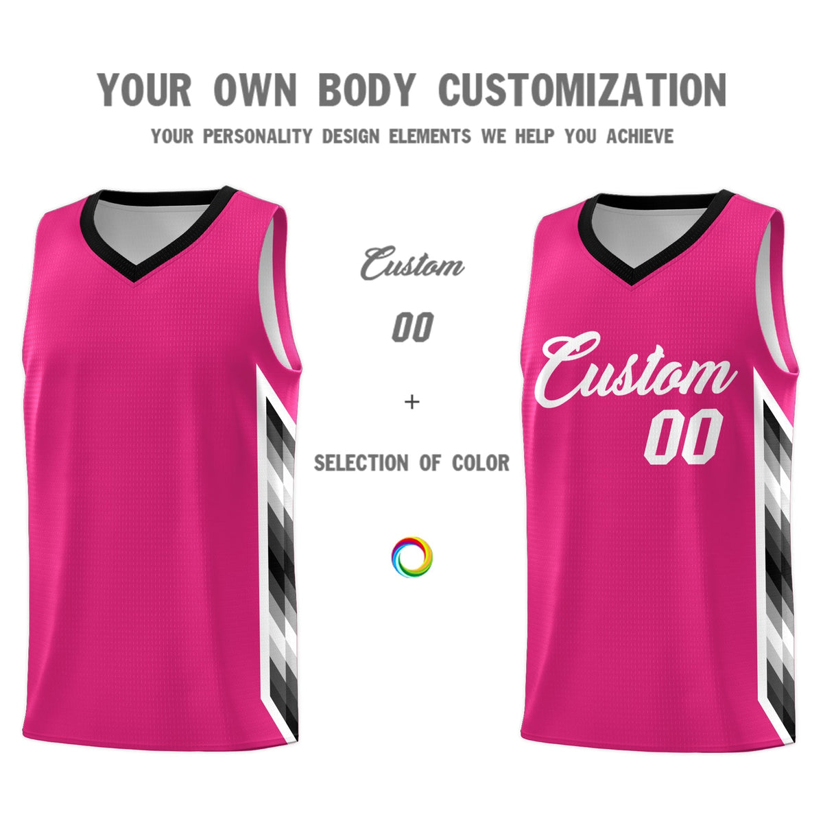 Custom Rose Red Mosaic Gradient Fashion Sports Uniform Basketball Jersey|KXKSHOP