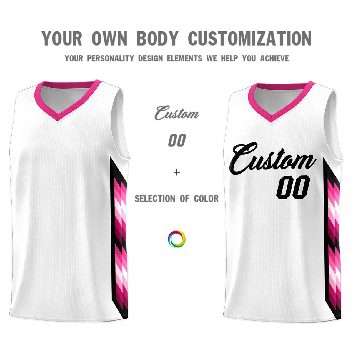 Custom White Mosaic Gradient Fashion Sports Uniform Basketball Jersey|KXKSHOP