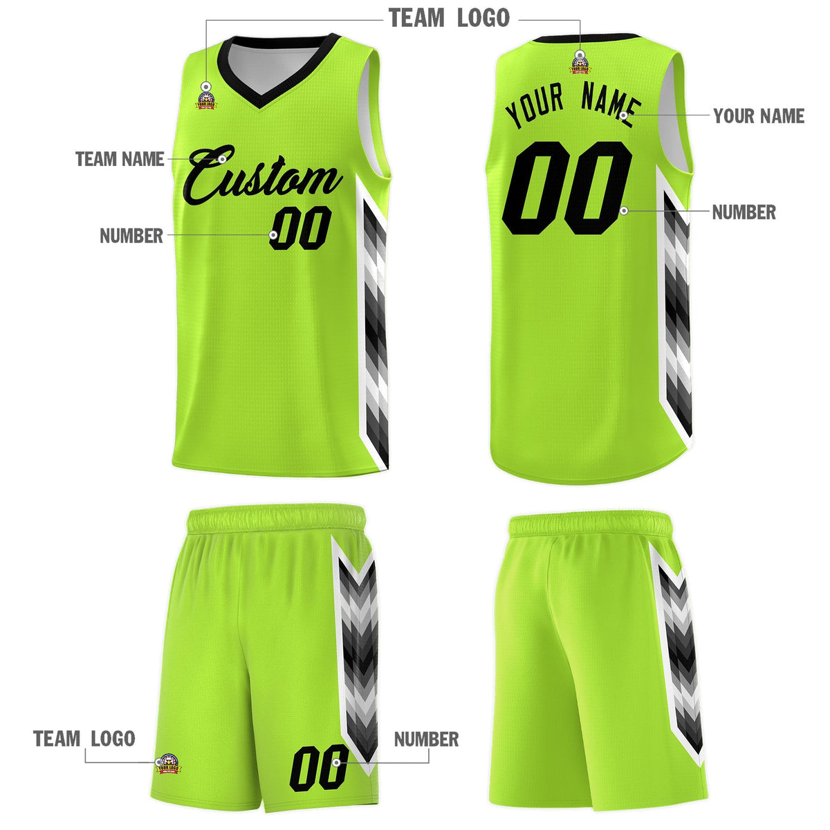 Custom Neon Green Mosaic Gradient Fashion Sports Uniform Basketball Jersey|KXKSHOP