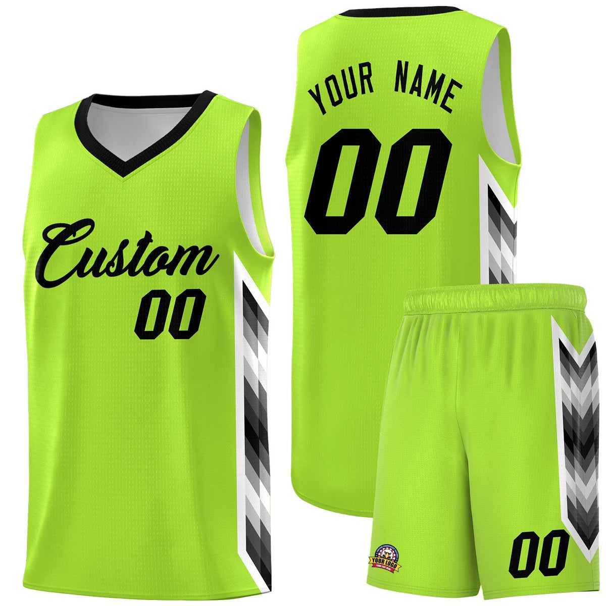 Custom Neon Green Mosaic Gradient Fashion Sports Uniform Basketball Jersey|KXKSHOP