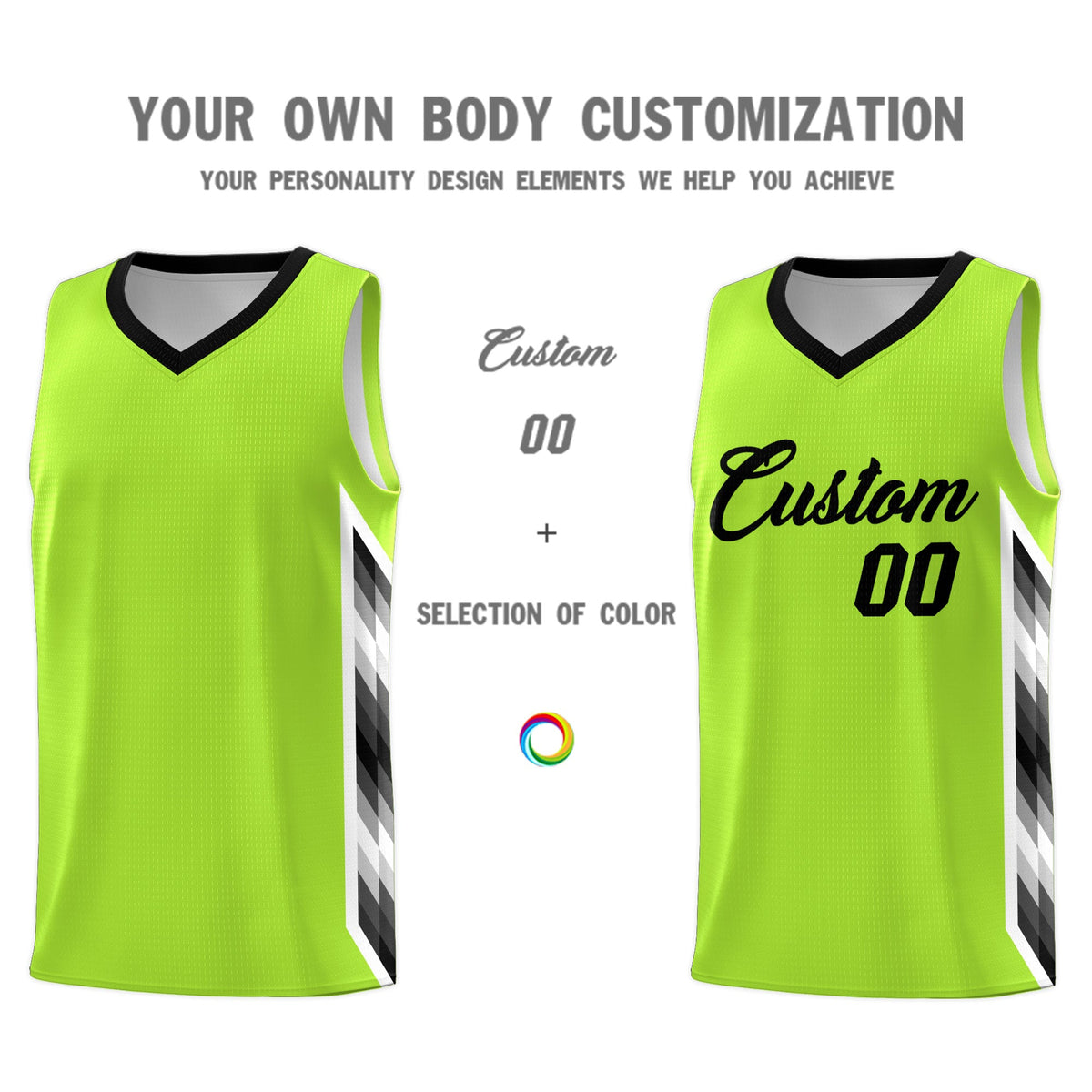 Custom Neon Green Mosaic Gradient Fashion Sports Uniform Basketball Jersey|KXKSHOP