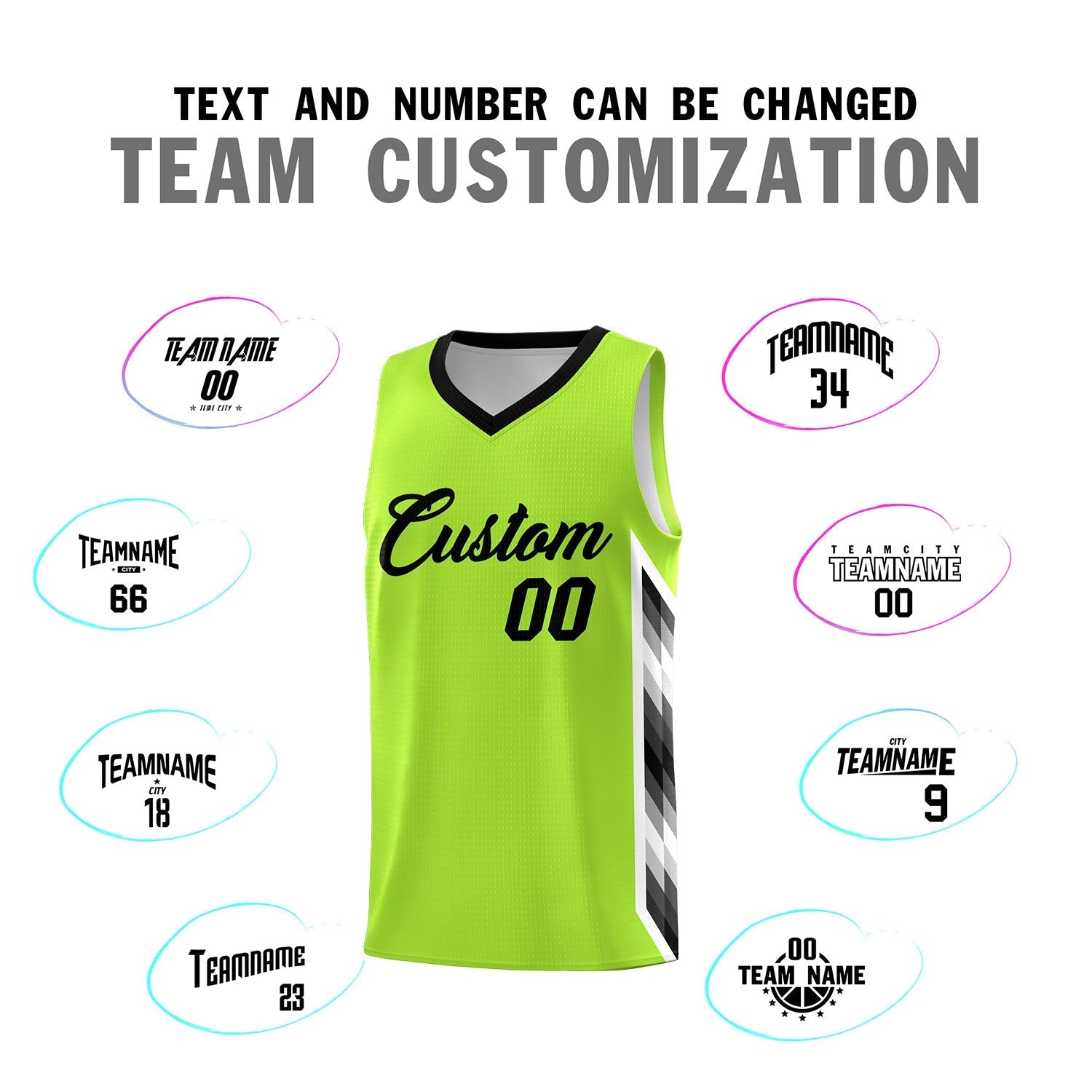Custom Neon Green Mosaic Gradient Fashion Sports Uniform Basketball Jersey|KXKSHOP