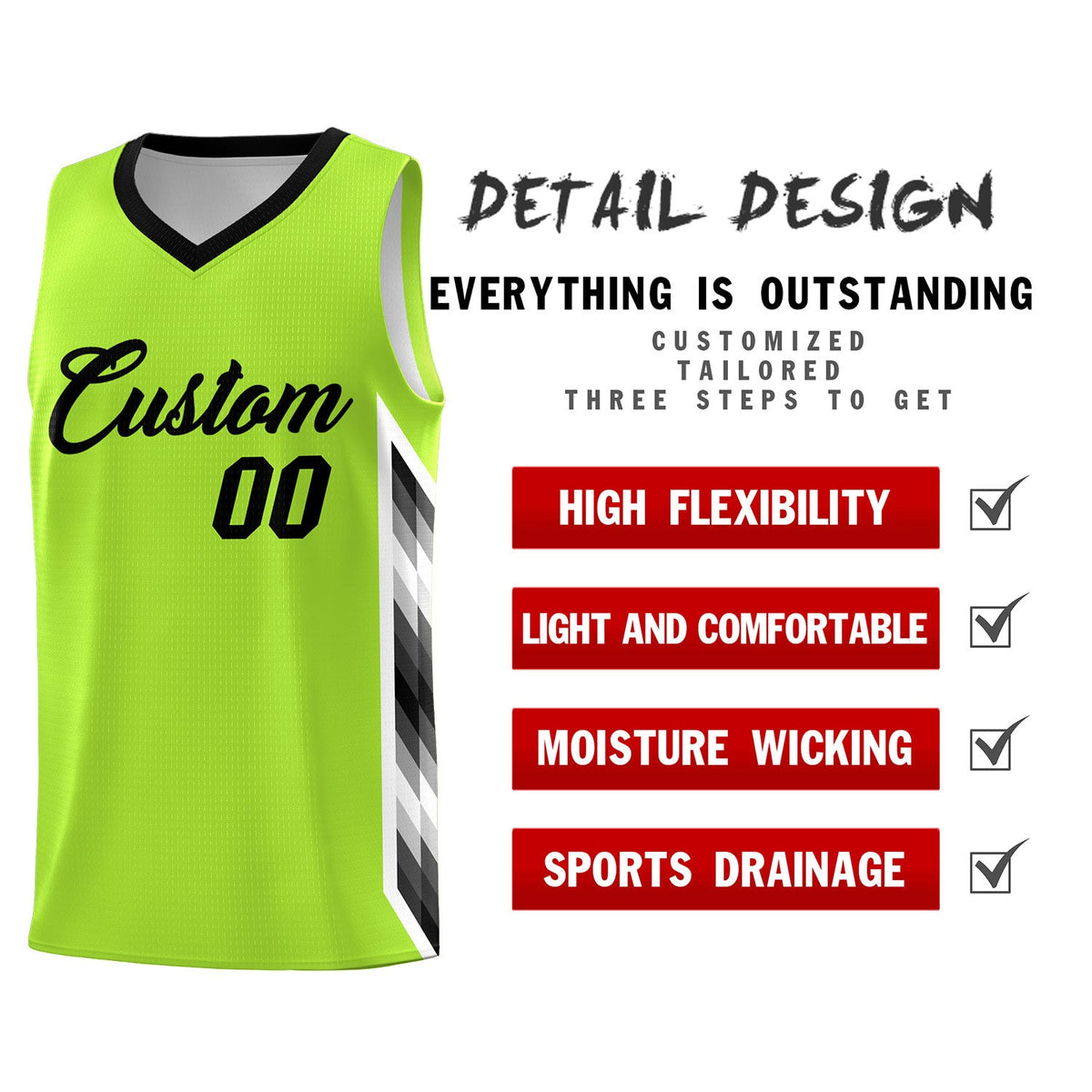 Custom Neon Green Mosaic Gradient Fashion Sports Uniform Basketball Jersey|KXKSHOP