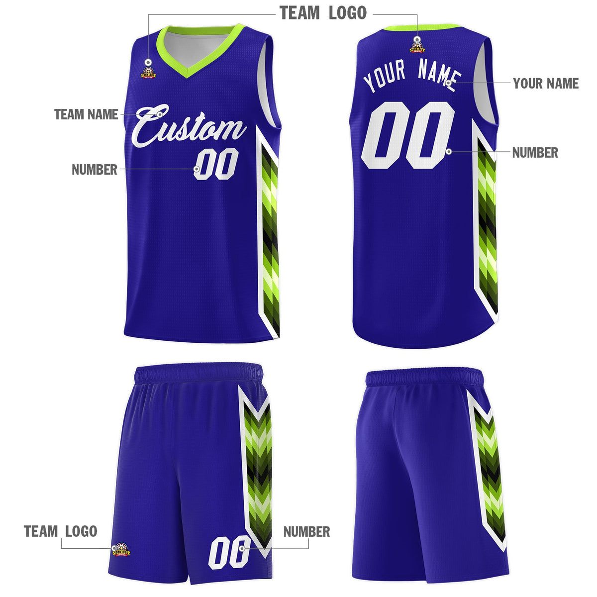Custom Royal Mosaic Gradient Fashion Sports Uniform Basketball Jersey|KXKSHOP
