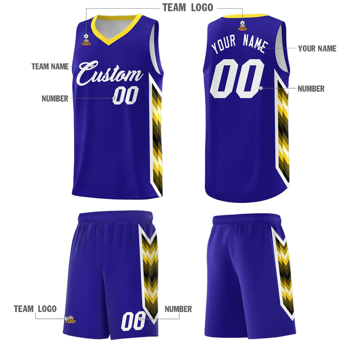 Custom Royal Mosaic Gradient Fashion Sports Uniform Basketball Jersey|KXKSHOP