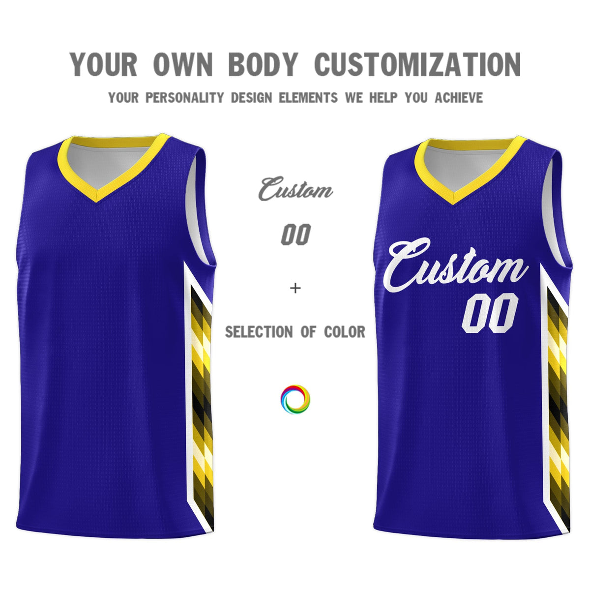Custom Royal Mosaic Gradient Fashion Sports Uniform Basketball Jersey|KXKSHOP