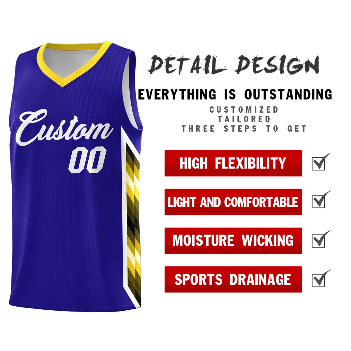 Custom Royal Mosaic Gradient Fashion Sports Uniform Basketball Jersey|KXKSHOP