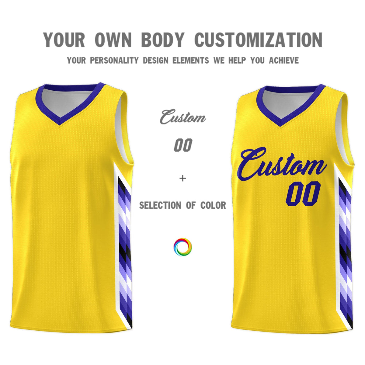 Custom Gold Mosaic Gradient Fashion Sports Uniform Basketball Jersey|KXKSHOP