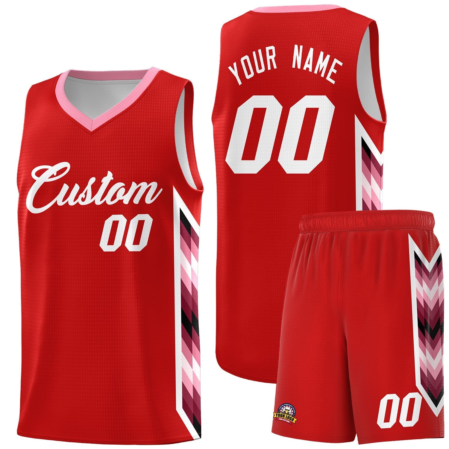 Custom Red Mosaic Gradient Fashion Sports Uniform Basketball Jersey|KXKSHOP