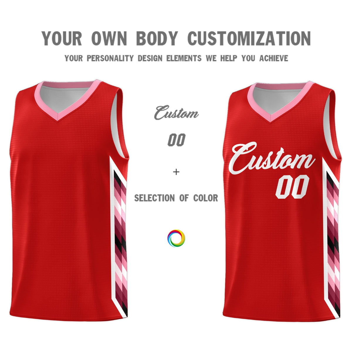 Custom Red Mosaic Gradient Fashion Sports Uniform Basketball Jersey|KXKSHOP
